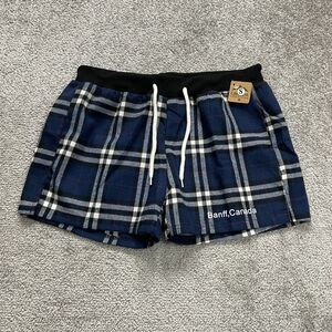 Eagle Ridge Cana Collection Sweat Shorts Womens Small Blue White Plaid NWT New
